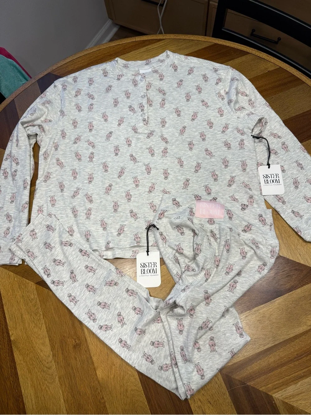 Sister Bloom Lifestyle Foundry Santa rib knit Henley and Long John new